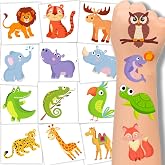 winthrop 240 Pcs Bulk Animal Temporary Tattoos for Kids, Individually Wrapped Safety Waterproof Tattoos, Best Choice for Jungle Animals Birthday Party Classroom Matching Game, 60 Designs