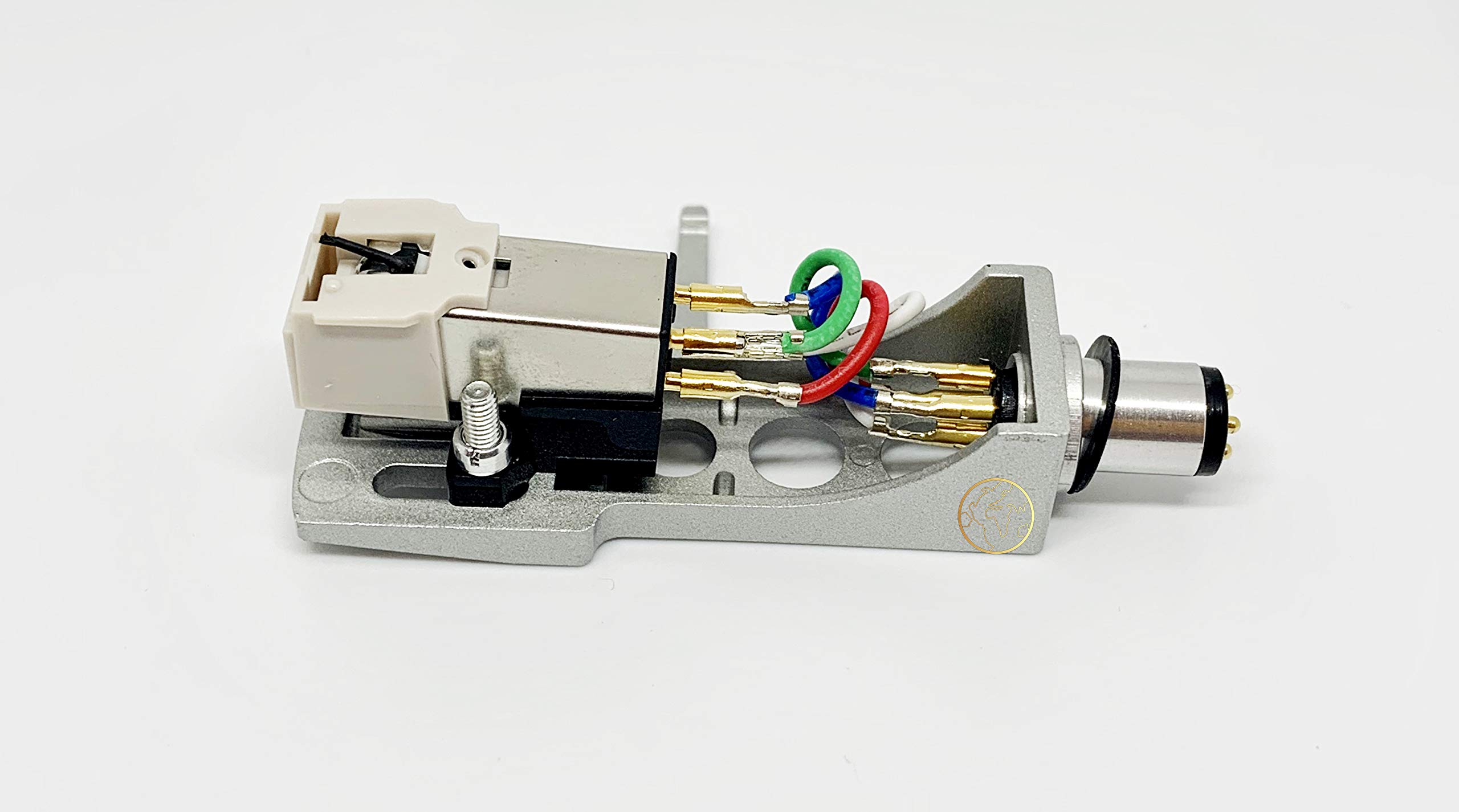 Silver Headshell, mount, AT3600 cartridge and Conical stylus, needle for Pioneer PL10, PL12D, PL12AC, PL15, PL15R, PL31D, PL41, PL50, PL71, SPL100