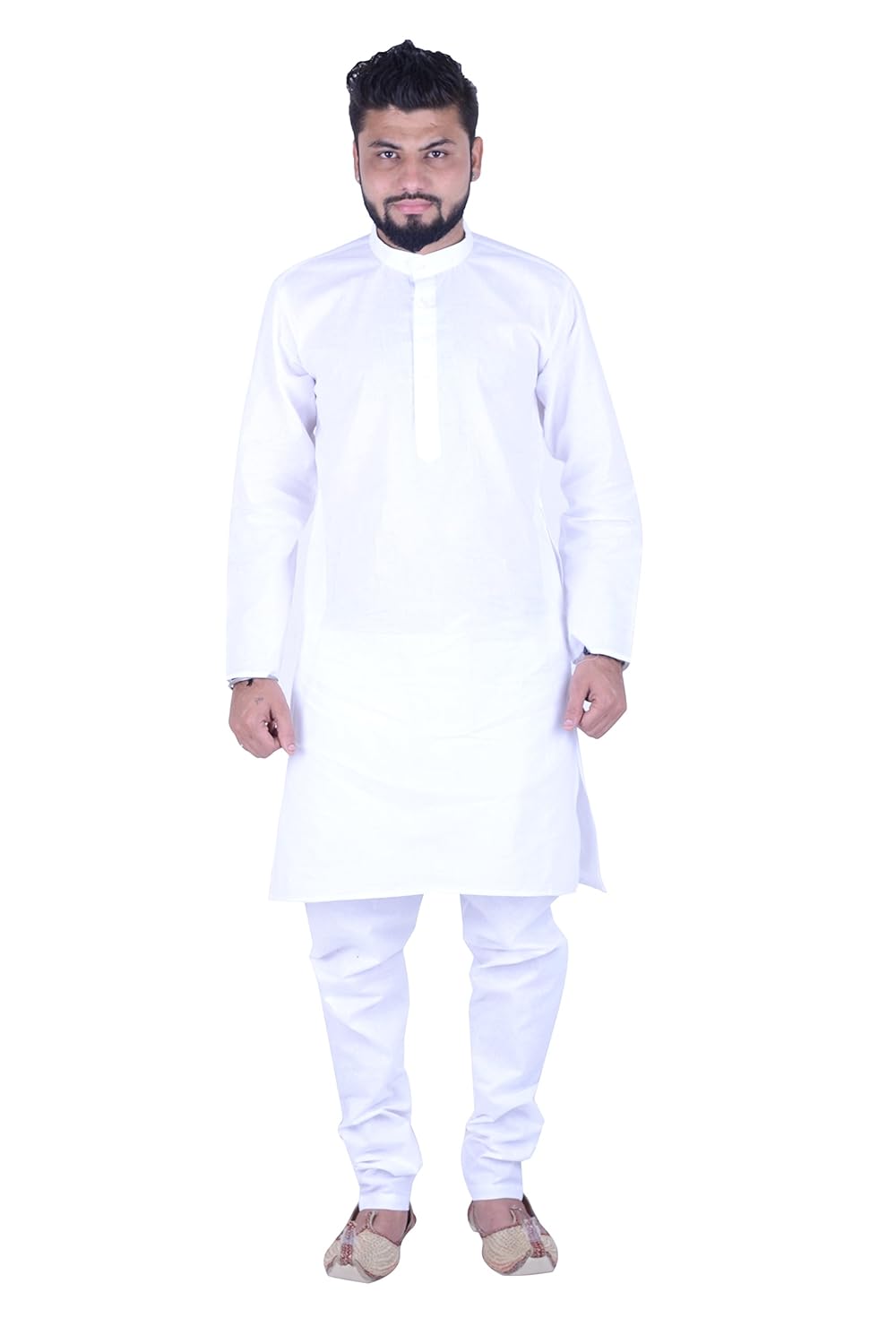 indostyle white kurta pyjama set for men