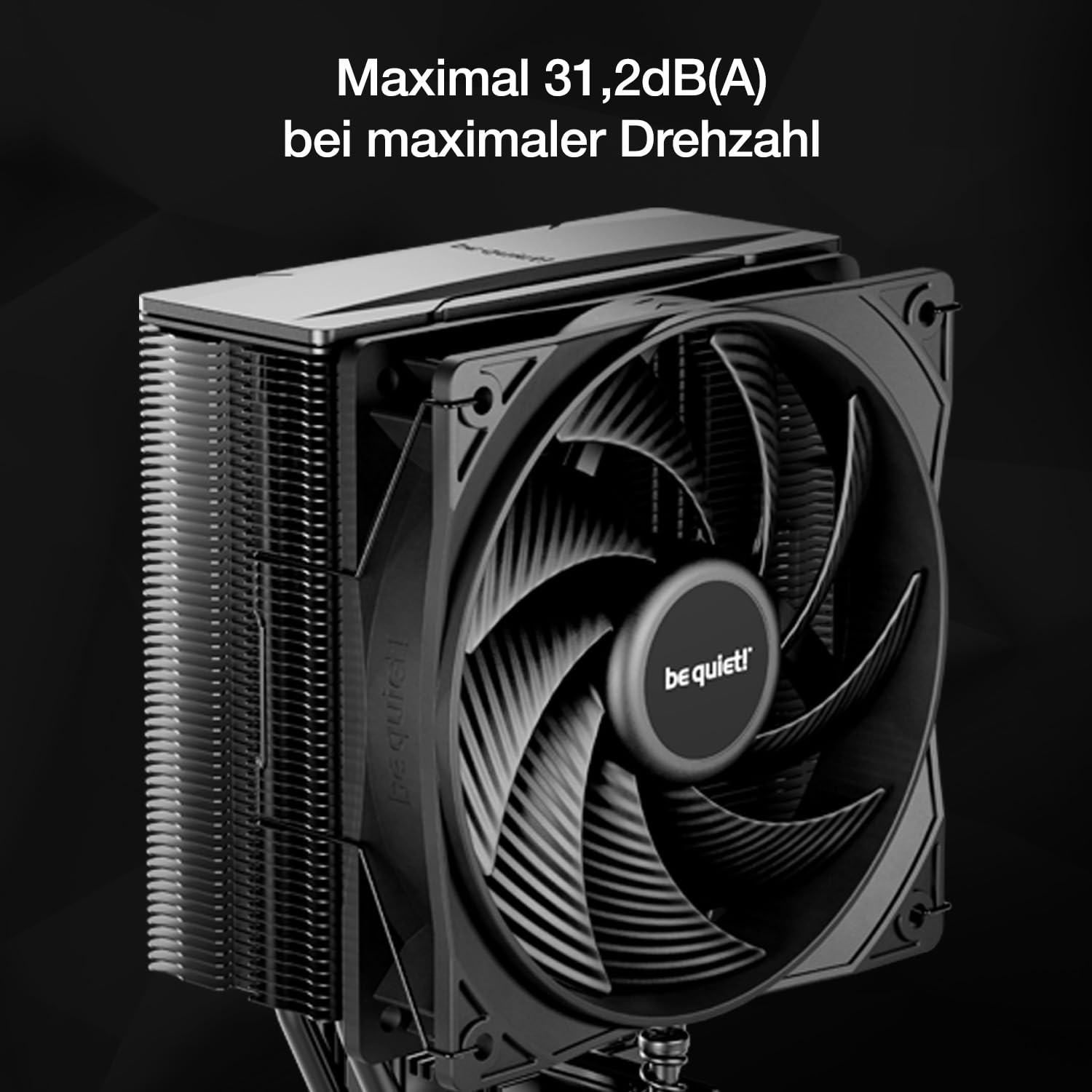 be quiet! Pure Rock 3 Black Luftkühler, sehr hohe Kühlleistung, 4 Hochleistungs-Heatpipes mit HDT-Technologie, optimierter Pure Wings 3 120mm PWM- Lüfter, vorinstallierte Montagebrücke 5