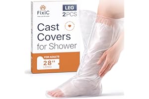 Fixic Cast Covers for Shower Leg 2 PCS - 100% Waterproof Cast Cover Bags for Showering - 28" Reusable Cast Protector for Show