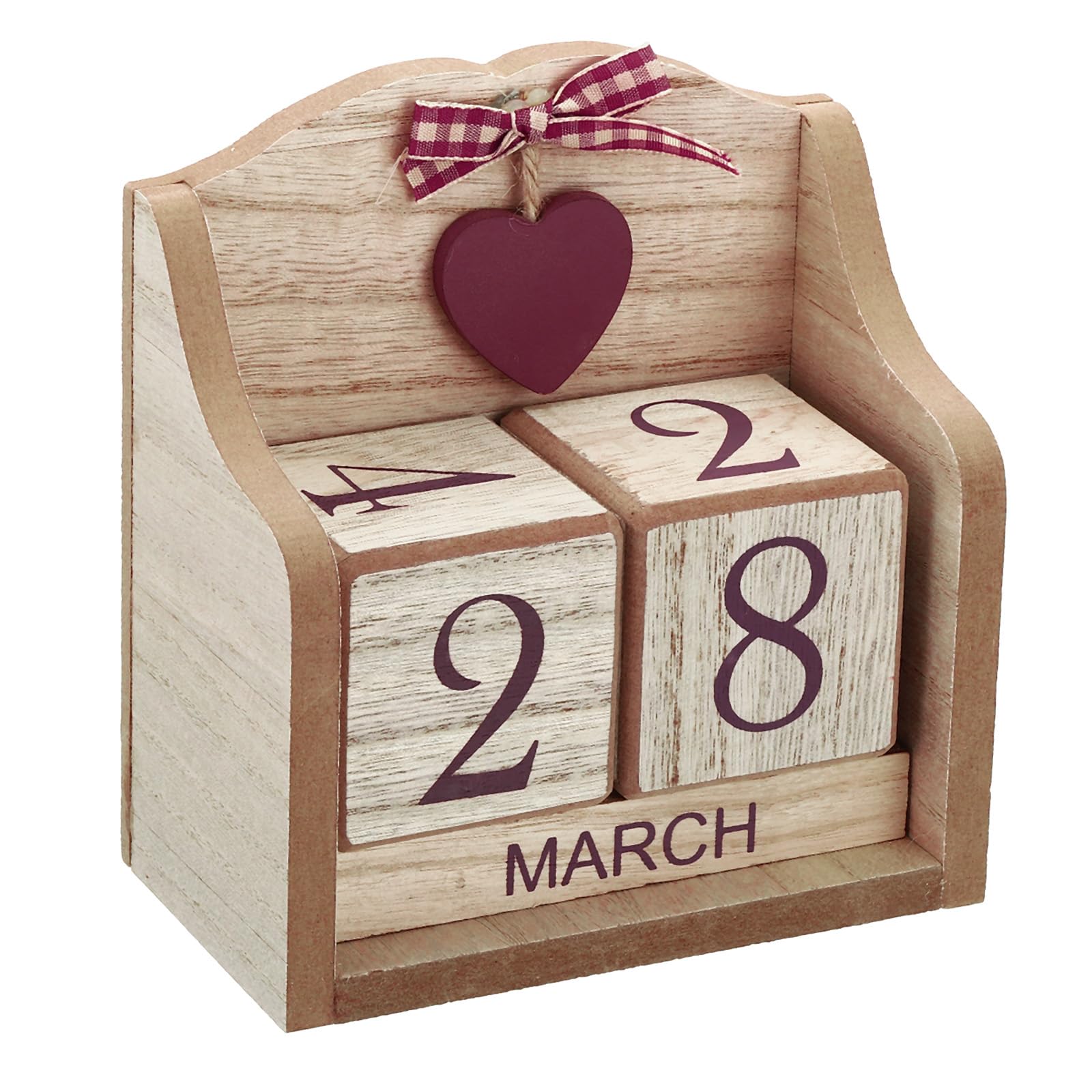 PATIKIL Vintage Wood Block Perpetual Calendar, Reusable Wooden Month Date Display Blocks for Desk Office Home Decoration Style 6, Brown