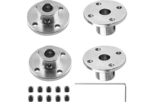 Bivethoi 4 Pcs Rigid Flange Shaft Coupling, 8mm High Hardness Metal Guide Coupler, Bearing Fittings Motor Connector with Some M4 Fastening Screw 1 Pcs Hex Wrench for DIY Handmade Model