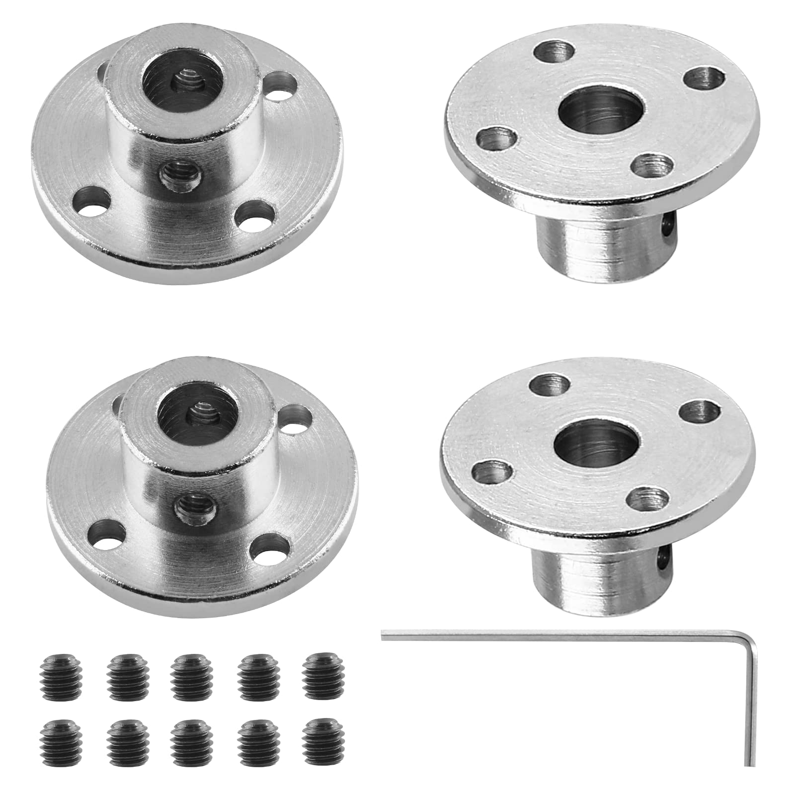 Photo 1 of *** 3 PCS *** Bivethoi 4 Pcs Rigid Flange Shaft Coupling, 8mm High Hardness Metal Guide Coupler, Bearing Fittings Motor Connector with Some M4 Fastening Screw 1 Pcs Hex Wrench for DIY Handmade Model