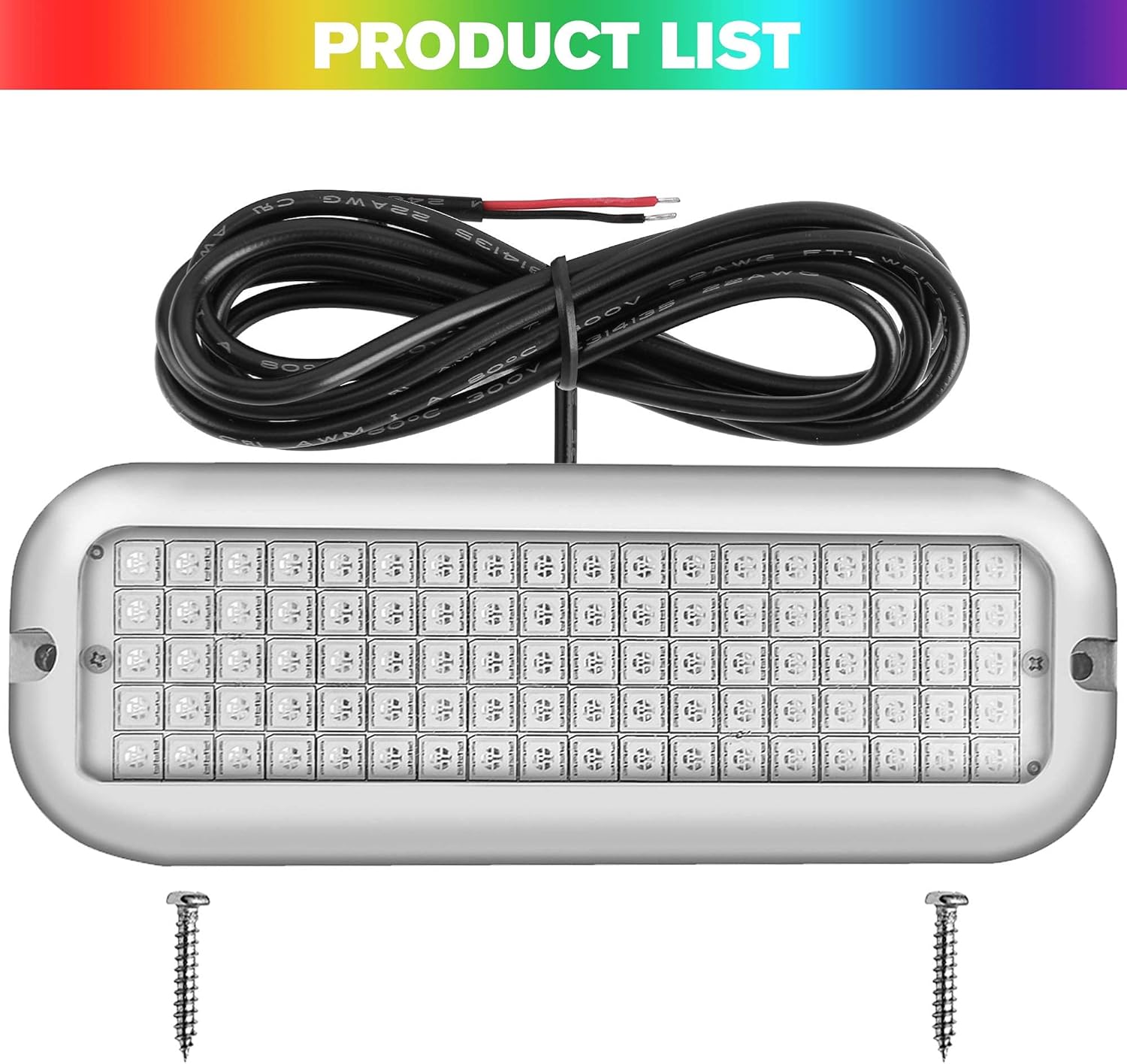 HUSUKU P1 90LED 5050 SMD 6.6Inch 10-36V IP68 Marine LED Lights for Boat Underwater, Blue, 316 Stainless Steel, Surface Mount for Yacht Bass Boat Fishing Garden Dock Pool ATV Pontoon Sailboat Skiff: Automotive