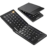 ProtoArc Foldable Compact Keyboard, XK04 Portable Bluetooth Keyboard with PU Leather Cover, Pocket-Sized Wireless Travel Keyboards for iPad, iPhone, Smartphone, Tablet and Laptop - Black