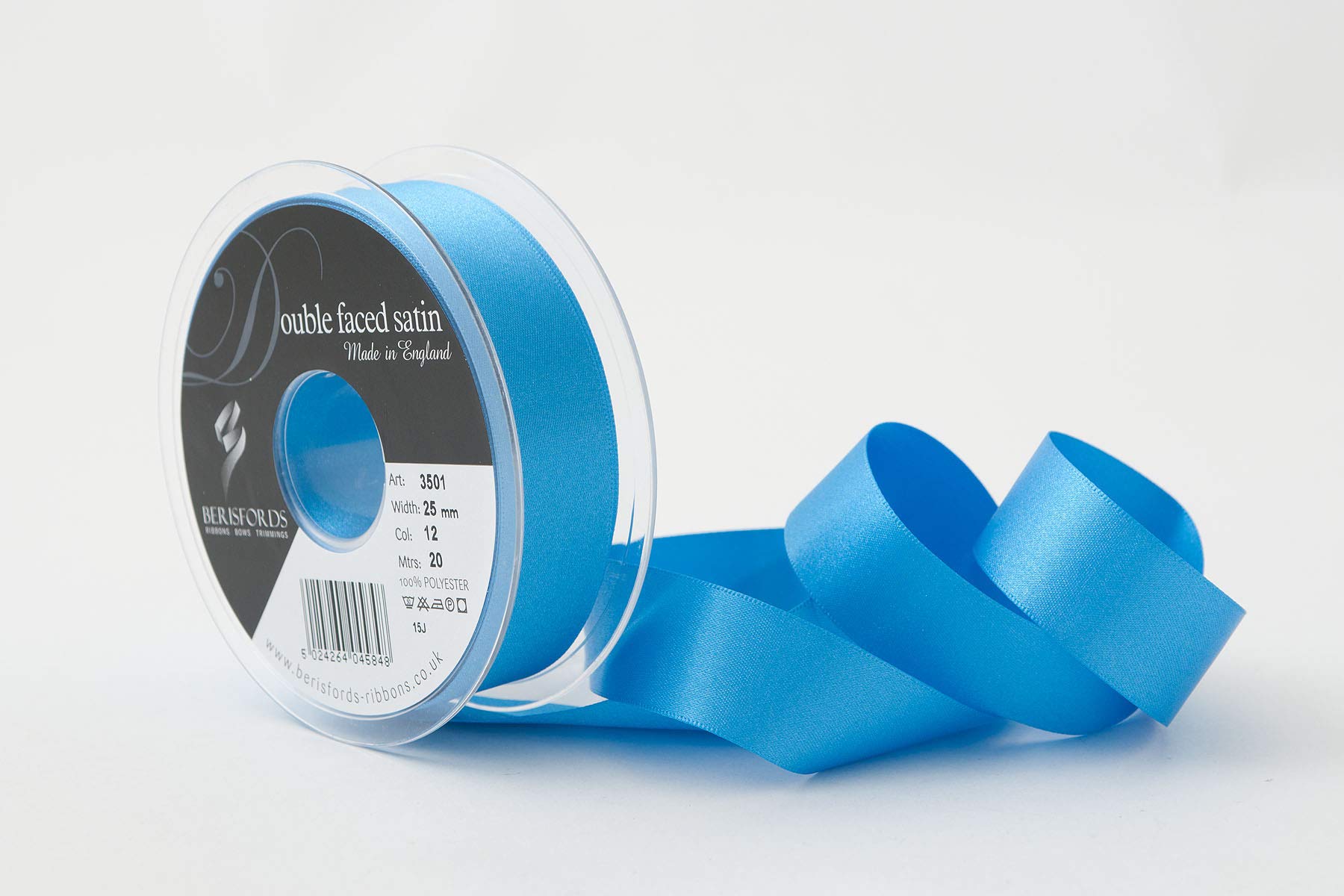 Berisfords Double FACE Poly Satin Ribbon, Royal Blue, 25 mm — image 1