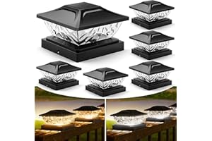 ENSLI Solar Post Cap Lights 6 Pack, 2 Mode Bright Solar Post Lights Outdoor Fence Post Cap Lights, Outdoor Post Lights Solar Powered Deck Lights for 4x4 4.5x4.5 5x5 in Garden Decor (Black)