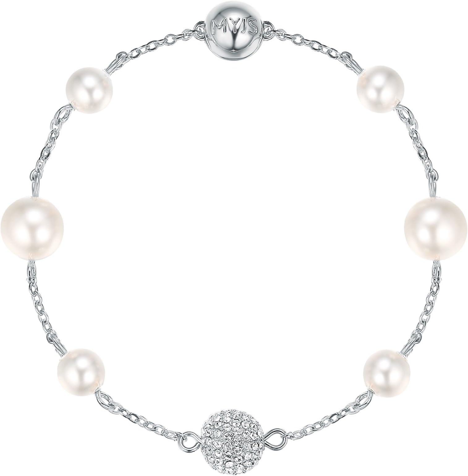 My Jewellery Story MYJS Remix Collection Remixed Swarovski White Crystal Pearl Rhodium Plated