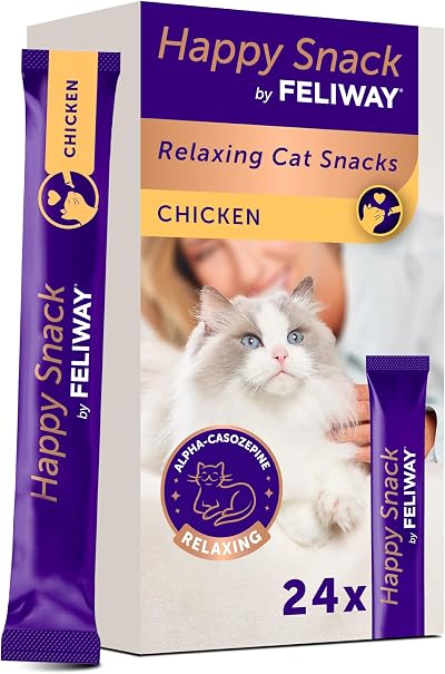 Feliway Happy Snack Calming Creamy Cat Treats 24 Sticks Chicken