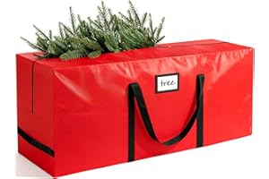 HABGP 7.5 ft Christmas Tree Storage Bag, Fits Artificial Xmas Holiday Tree, Durable Christmas Tree Storage Box Waterproof Material with Zippered Bag & Carry Handles, Protects from Dust, Moisture - Red