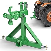 Green 3 Point Hitch Receiver with Dual 2” Receiver–Include Ball Adapter & Hook, 3 Point Quick Hitch Category 1 Fit Top Receiver & Ball Hitch, 3 Point Hitch Attachments Fit Category 1 Tractors