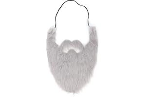 Grey Party Fake Beard, Plush Cloth Santa Beard Fake Grey Beard Halloween Fake Beards Fake Whisker for Party Cosplay Halloween