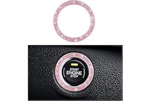 Yourkar Car Bling Engine Start Ring Decal, Sparkling Crystal Rhinestone Auto Push Start Button Cover Sticker, Decorative Key Ignition Knob Ring for Most Cars, Car Accessories (Pink, 1 PC)