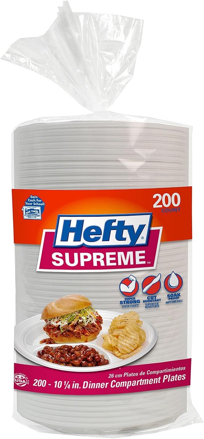 Hefty Supreme 3-Section Foam Plate (200 ct.) - 3 Packs