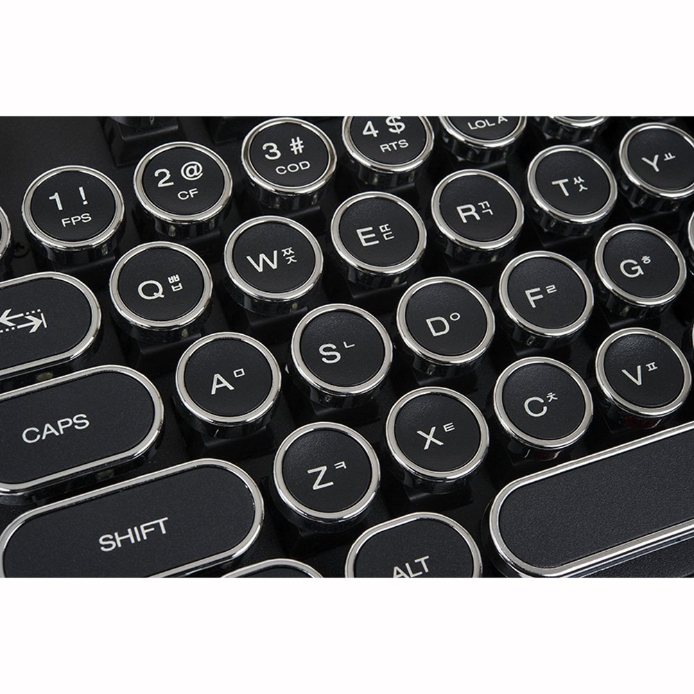 (ABKO) K830 アルミニウム レトロ サークル キーキャップ ホワイト LED 10キーレス メカニカル キーボード ゲーム キーボード 英語 韓国 レイアウト 104キー