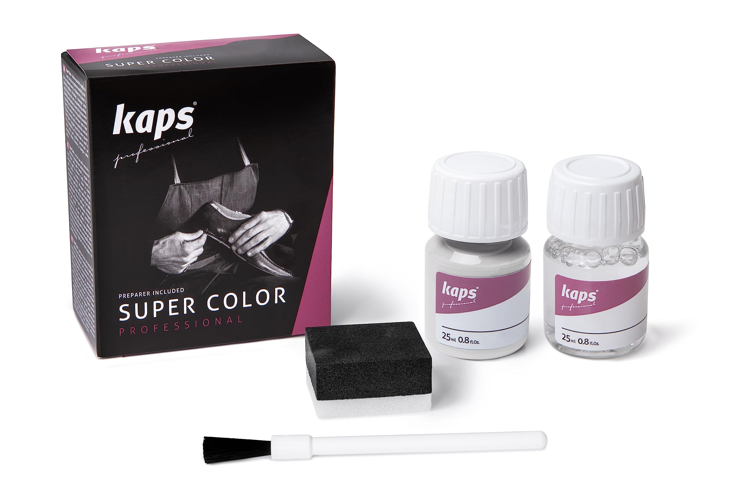 Kaps Dye Super Color Professional Leather Shoe Dye for Natural, Faux - Fabric Preparer and Paint, for Nourishing and Repairing Shoes (101 - White)