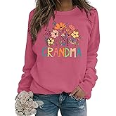 HQP Grandma Sweatshirt Women Floral Grandma Sweatshirt Wildflower Graphic Casual Fall Pullover Tops