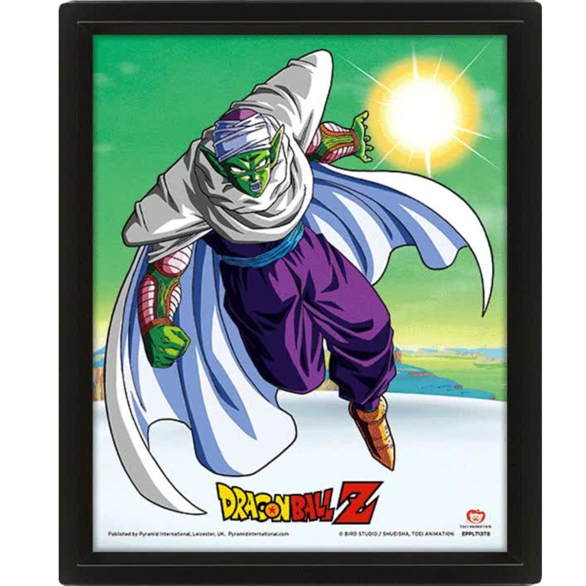 Pyramid International Dragon Ball Z 3D Lenticular Poster in Box Frame (Piccolo Design) 25cm x 20cm x 1.3cm - Official Merchandise, Black Frame, Green & White Board