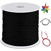 LEREATI 0.8mm Nylon Cord 328 Feet Satin Rattail Cord Nylon String for Bracelets Making, Jewelry String Macrame Cord Bracelet Thread for Necklace Chinese Knotting Beading Jewelry (Black)