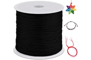 LEREATI 0.8mm Nylon Cord 328 Feet Satin Rattail Cord Nylon String for Bracelets Making, Jewelry String Macrame Cord Bracelet Thread for Necklace Chinese Knotting Beading Jewelry (Black)
