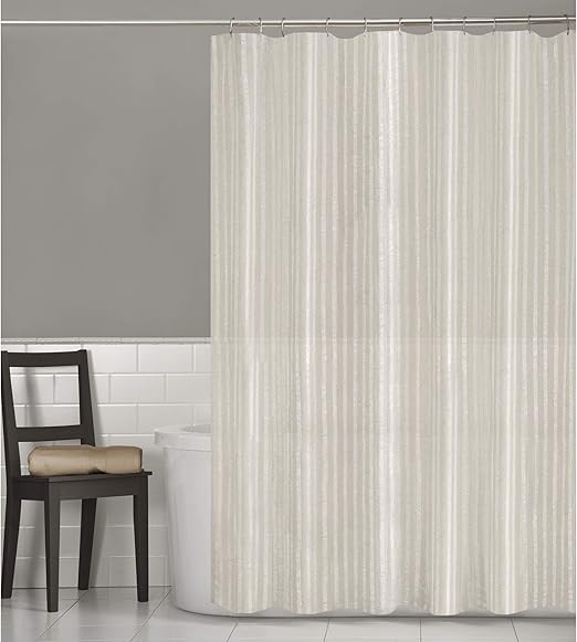 Amazon Com Maytex Linen Stripe Shower Curtain Home Kitchen