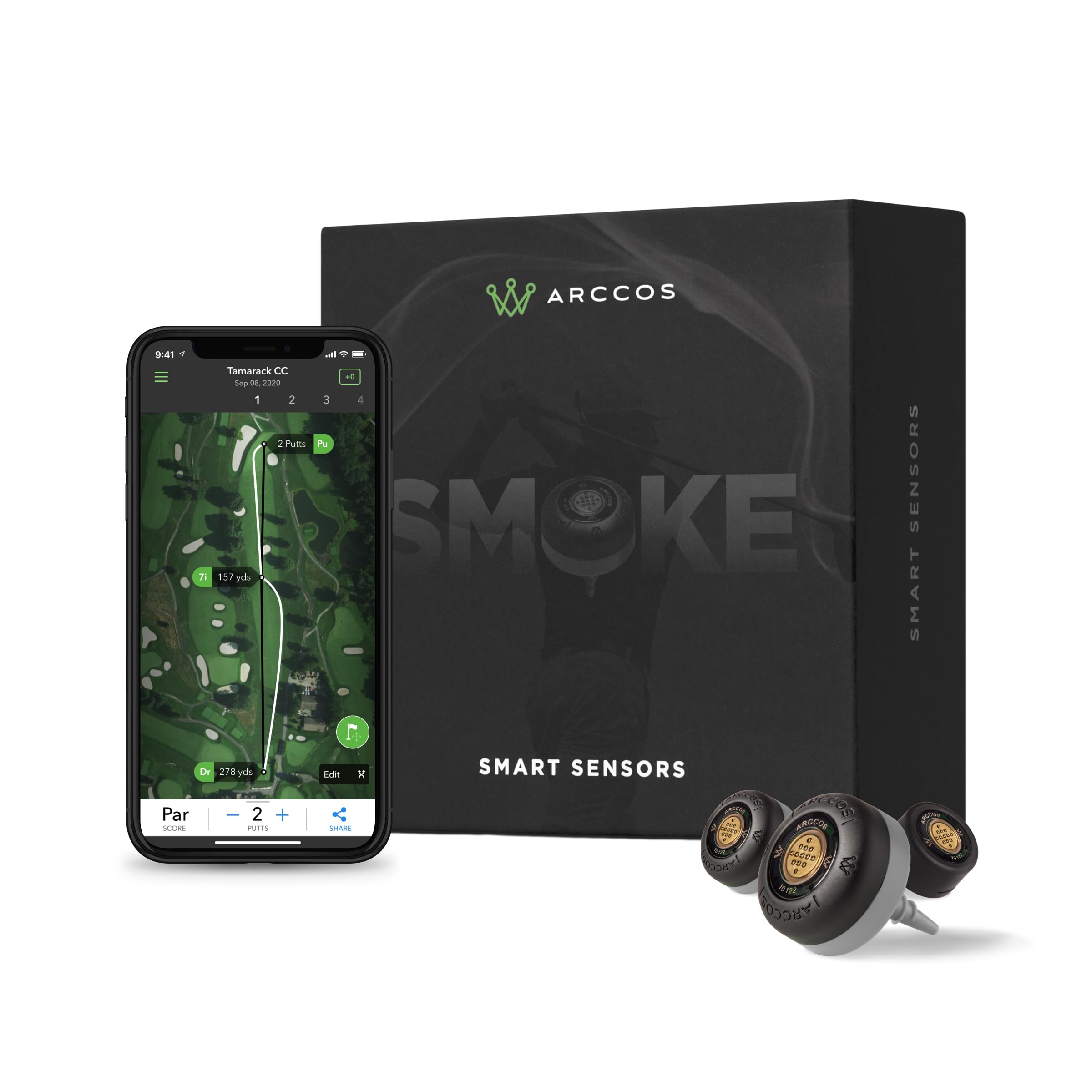 Photo 1 of Limited Edition: Smoke Arccos Smart Sensors - Gen3+ - Golf's Best On Course Tracking System Featuring The First-Ever A.I. Powered GPS Rangefinder