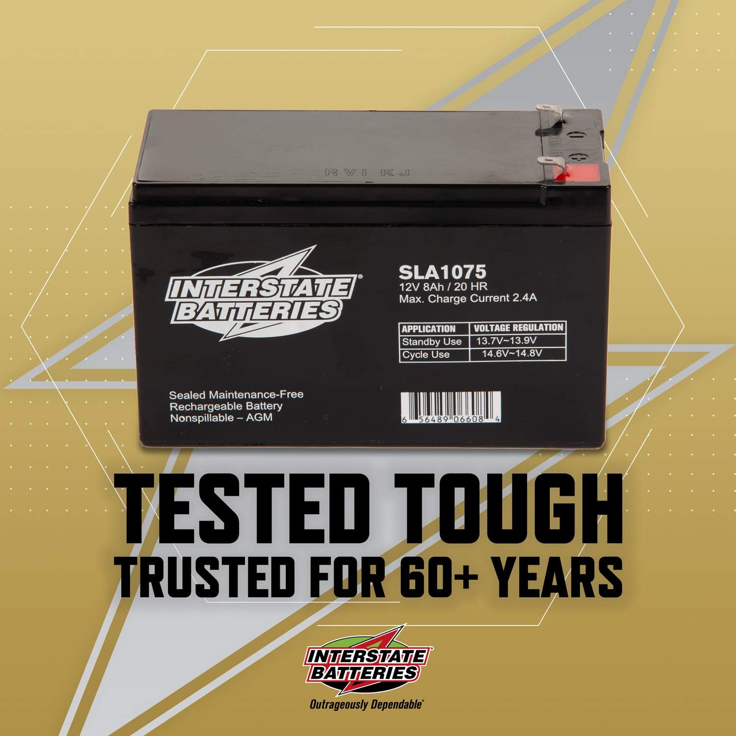 Interstate Batteries 12V 8AH SLA battery, .187 Faston terminals, (SLA1075): Automotive
