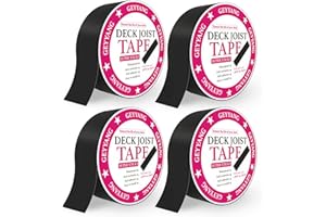 G GEYYANG GEYYANG Deck Joist Tape 2 inch x 50 Feet,Butyl Joist Tape for Decking,Waterproof Seal Antiseptic Butyl Deck Tape, Self-Adhesive Deck Flashing Tape for Wood Decks Beams Roof(4 Rolls), Black