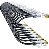 10Gsupxsel Cat6a Patch Cables 0.5ft (24 Pack) Slim, Cat6 Ethernet Patch Cable Pure Copper, Flexible Cat 6 Patch Cable 550MHZ 10G, Space-Saving Cat 6A Network Cables for Patch Panel, Black