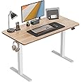 CubiCubi Height Adjustable Electric Standing Desk, 48 x 24 Inches Stand Up Table, Sit Stand Home Office Desk with Splice Board, Maple