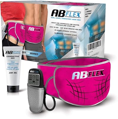 ABFLEX Ab Toning Belt Ab Stimulator Pink 99 Levels 10 Workouts Remote