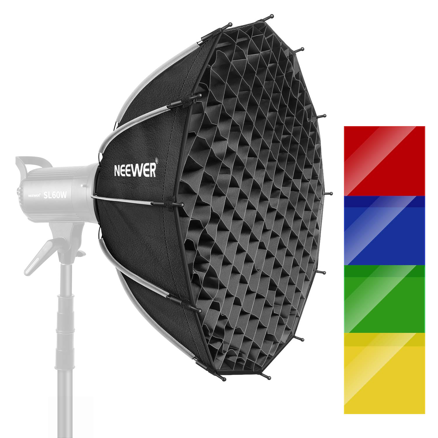 Neewer 25.6"/65cm Dodecagon Softbox with 4 Color Filters, Bowens Mount, Removable Diffusers & Grid with Carry Bag for Studio Flash Monolight for Portrait/Product/Wedding Shooting