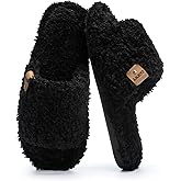 GOEWY Fuzzy Open Toe Slippers for Women Indoor Cozy Memory Foam Slip On House Slides Shoes Gifts for Womens Her Mom