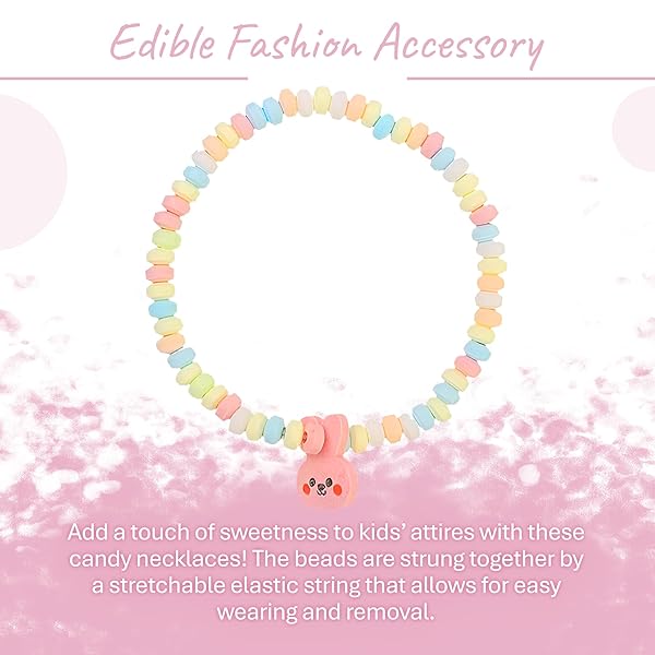 FUSION SELECT 36 CANDY NECKLACE – MULTI-COLOR EDIBLE JEWELRY FOR BIRTHDAY, HOLIDAY, & EASTER PARTY FAVORS, GOODIE BAGS, KIDS’ GIFT BASKET FILLERS – BULK CANDY BEADS, STRETCHABLE STRING