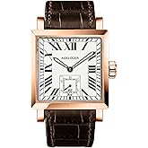 AGELOCER Mechanical Watch, Square Automatic Self Wind Men's Watch Calendar Luminous Retro Rome Dial Men's Wrist Watches