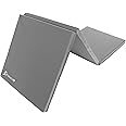 ProsourceFit Tri-Fold Folding Thick Exercise Mat 6’x2’ with Carrying Handles for MMA, Gymnastics Core Workouts, Grey