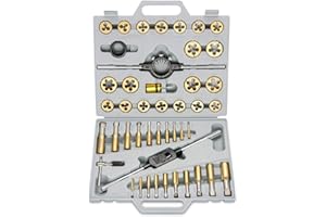 NEIKO 00916A Pro-Grade Large-Diameter Titanium SAE Tap and Die Set, High-Quality Thread-Repair Kit, 45-Piece Set