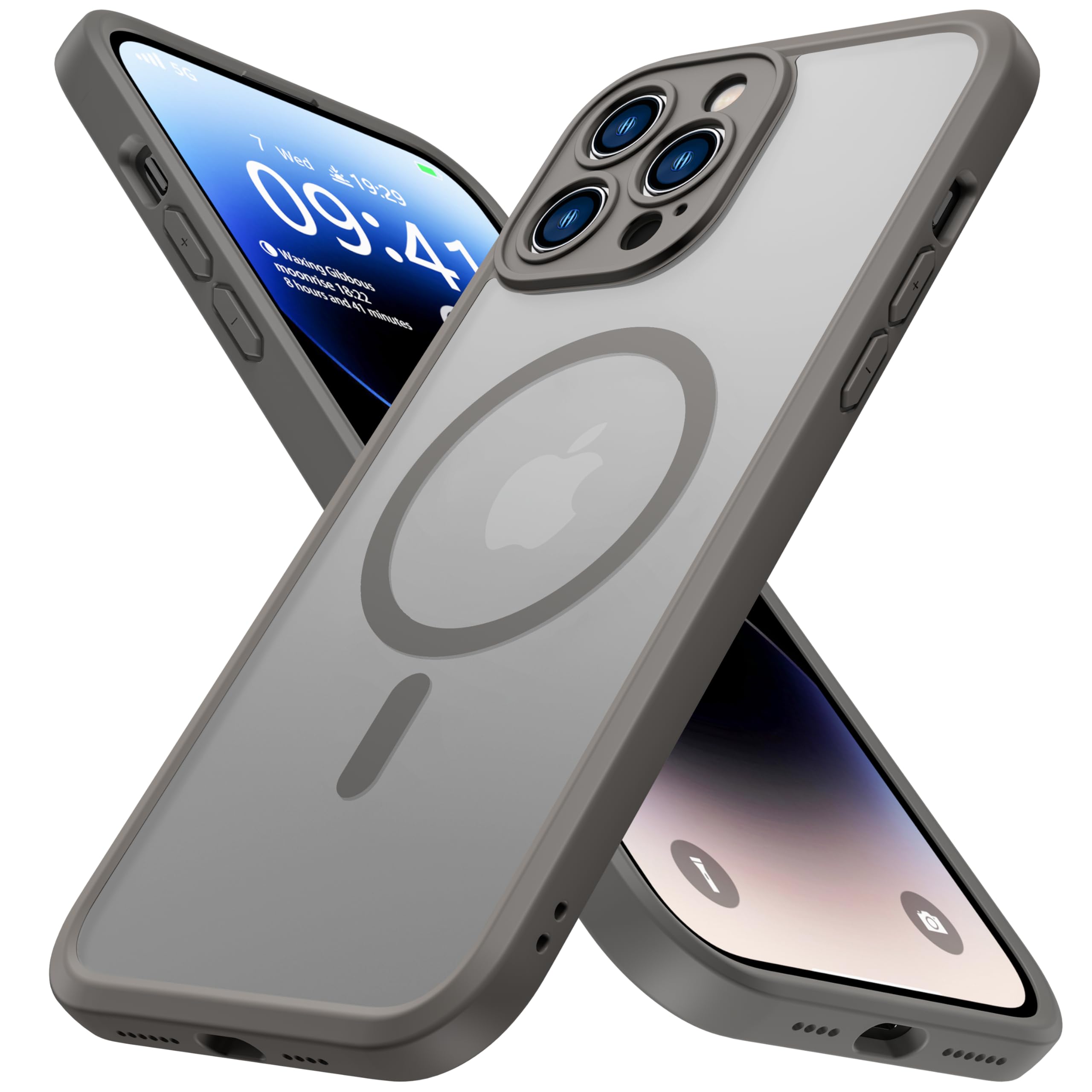 Photo 1 of ImpactStrong Magnetic Guard Designed for iPhone 14 Pro Case [Camera Protection] [Military Grade Drop Tested] [Compatible with MagSafe] Slim Translucent Matte Phone Case (6.1") - Gray