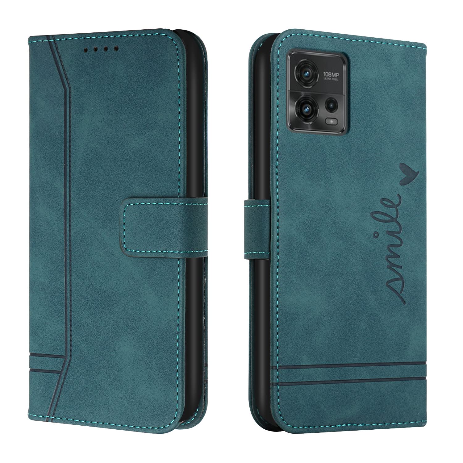 QIWEIQING Compatible with Motorola Moto G72 Case, Motorola Moto G72 Flip Wallet Leather Case with Card Slot Kickstand Phone Cases Cover for Motorola Moto G72.Green HX