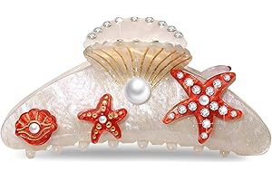 BVGA Sea Animal Hair Claw Clips Marine Life Starfish Seashell Pearl Crystal Claw Clips Cute Large Claw Hair Clips Beach Styli