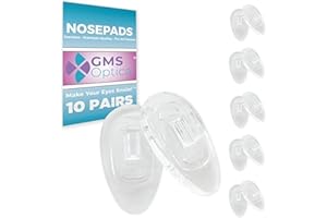 GMS Optical 15mm Med Length / 6mm Normal Width- Push-in Tear Drop Silicone Nose Pads for Glasses, Sunglasses, and Eyeglass Nose Pads, Great for Eyeglass Repair (5 Pair) (Clear)