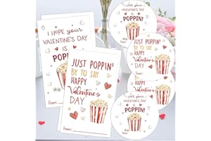 Happy Valentine's Day Gift Stickers, Popcorn Valentines Name Tags for Party Favors, 4 Styles Have a Popping Valentines Day St