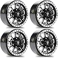Treal 1.9 Beadlock Wheels Heavy Duty CNC Aluminum Crawler RC Wheel 4pcs-Set for 1:10 TRX-4 Axial SCX10 II SCX10 III(Black) 116g/pc -Type C