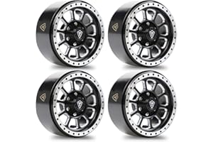 Treal 1.9 Beadlock Wheels Heavy Duty CNC Aluminum Crawler RC Wheel 4pcs-Set for 1:10 TRX-4 Axial SCX10 II SCX10 III(Black) 116g/pc -Type C