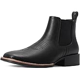 Western Cowboy Boots for Men - Mens Square Toe Chelsea Boots Ankle Cowboy Boots for Men Casual Retro Stylish Boots