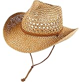 Straw Cowboy Hat Western Hats for Women/Men Cowgirl Hat Sun Beach Hat Shapeable Wide Brim Foldable Vacation Hat for Summer