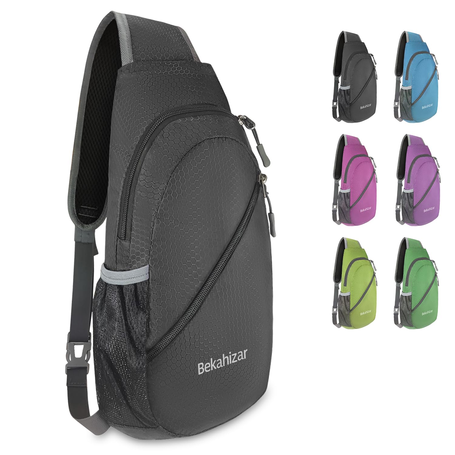 Bekahizar Sling Bag Backpack Crossbody Shoulder Chest Bag Ultralight Sling daypack Small Travel Day Bag for Men Women Walking Cycling Hiking Camping Outdoor Sports (Black)