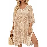 Sexy Elegant Lace Beach Cover Up for Women, Bathing Suit Cover Up, V-Neck Swimsuit Coverup for Poolside, Seaside and Party