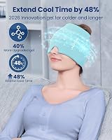 ONLYCARE Migraine Relief Cap Upgraded Odorless Ice Head Wrap Light Blue view 3